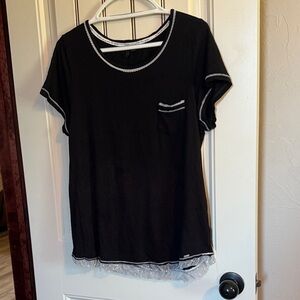 Kensie Black Pajama Top with Gray Trim.  Great Condition.